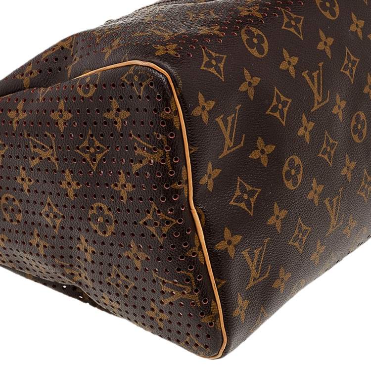 Pre Owned Louis Vuitton Orange Monogram Perforated Canvas Limited Edition Speedy 30 Bag