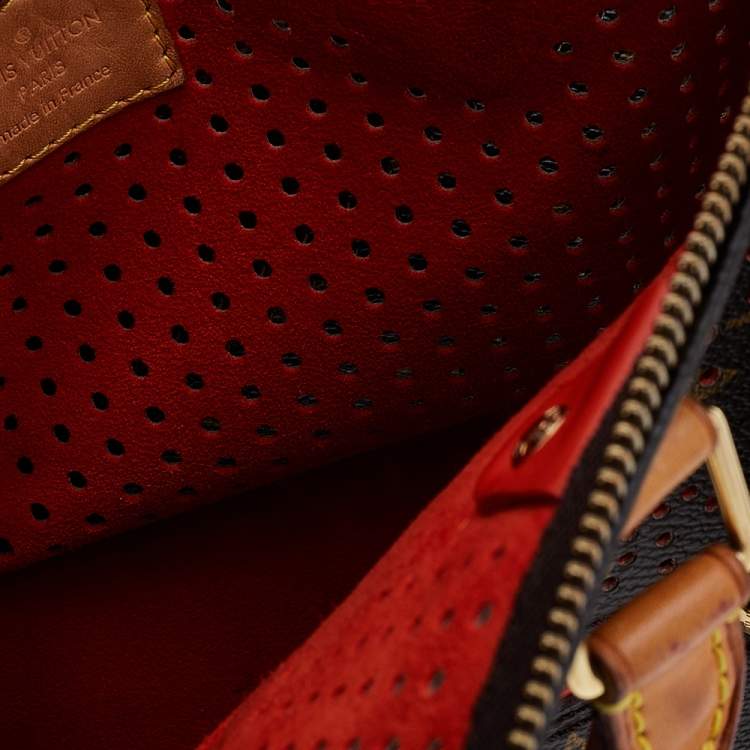 Pre Owned Louis Vuitton Orange Monogram Perforated Canvas Limited Edition Speedy 30 Bag