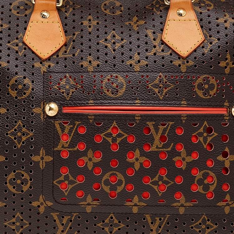 Pre Owned Louis Vuitton Orange Monogram Perforated Canvas Limited Edition Speedy 30 Bag