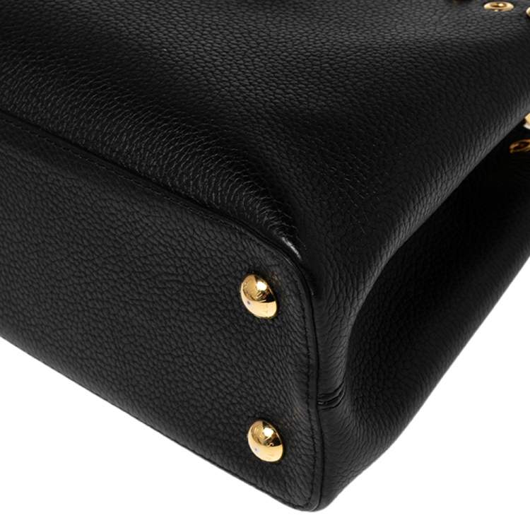 Pre Owned Louis Vuitton Black Taurillon Leather Capucines PM Bag