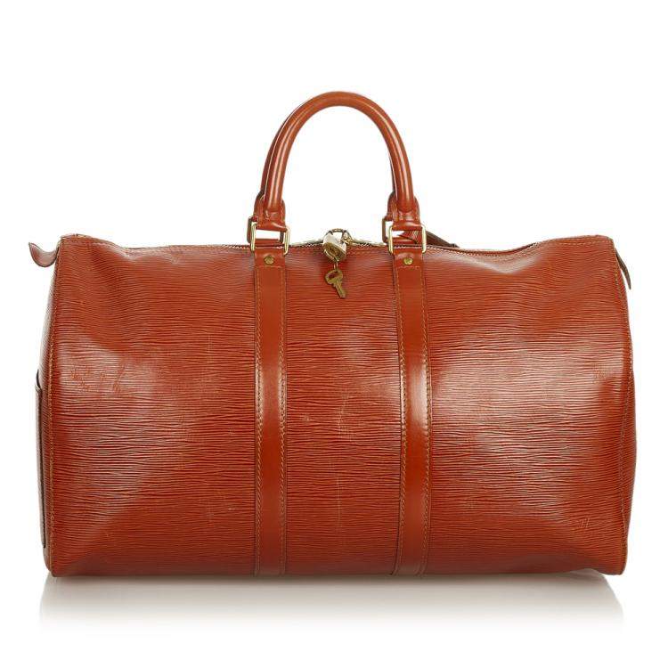 Pre Owned Louis Vuitton Brown Epi Leather Keepall 45 Duffel Bag