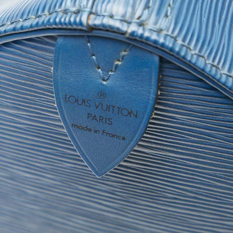 Pre Owned Louis Vuitton Blue Epi Leather Speedy 35 Top Handle Bag