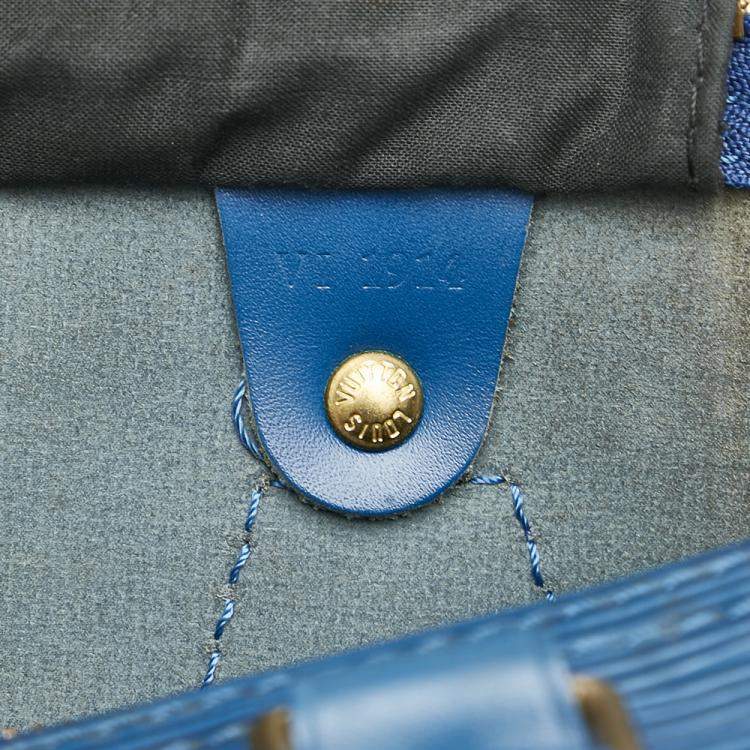 Pre Owned Louis Vuitton Blue Epi Leather Speedy 35 Top Handle Bag