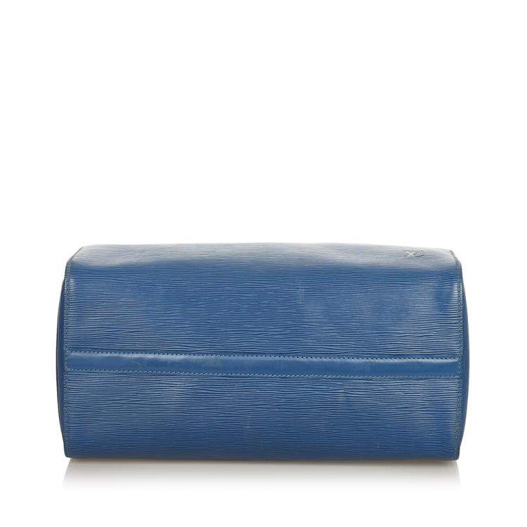 Pre Owned Louis Vuitton Blue Epi Leather Speedy 35 Top Handle Bag