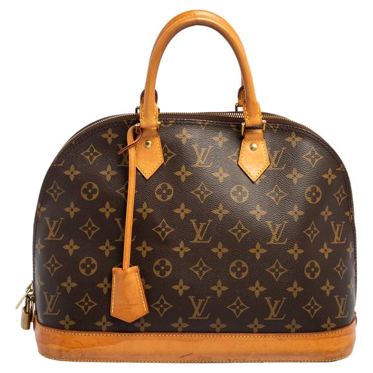Louis Vuitton Alma MM Monogram Canvas Handbag Brown Leather ref