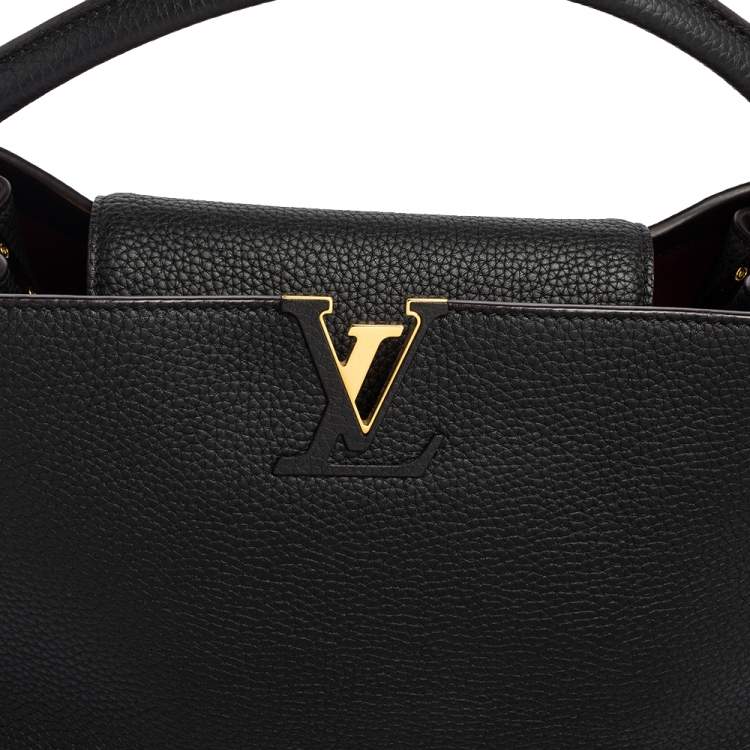 Pre Owned Louis Vuitton Black Taurillon Leather Capucines MM Bag