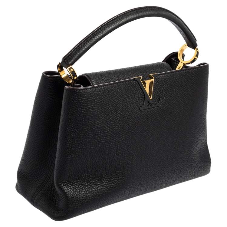 Pre Owned Louis Vuitton Black Taurillon Leather Capucines MM Bag