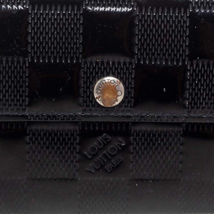 Pre Owned Louis Vuitton Black Damier Vernis Leather Ludlow Wallet