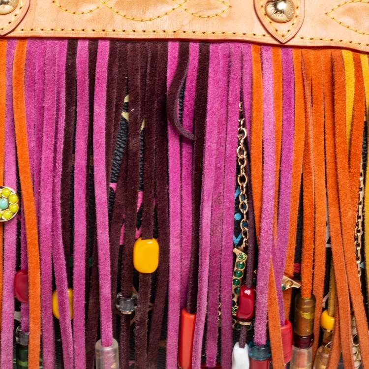 Pre Owned Louis Vuitton Black Monogram Multicolore Canvas Limited Edition Fringe Speedy 25 Bag