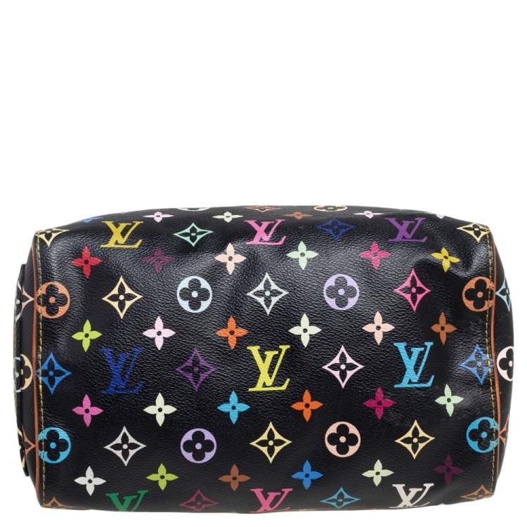Pre Owned Louis Vuitton Black Monogram Multicolore Canvas Limited Edition Fringe Speedy 25 Bag
