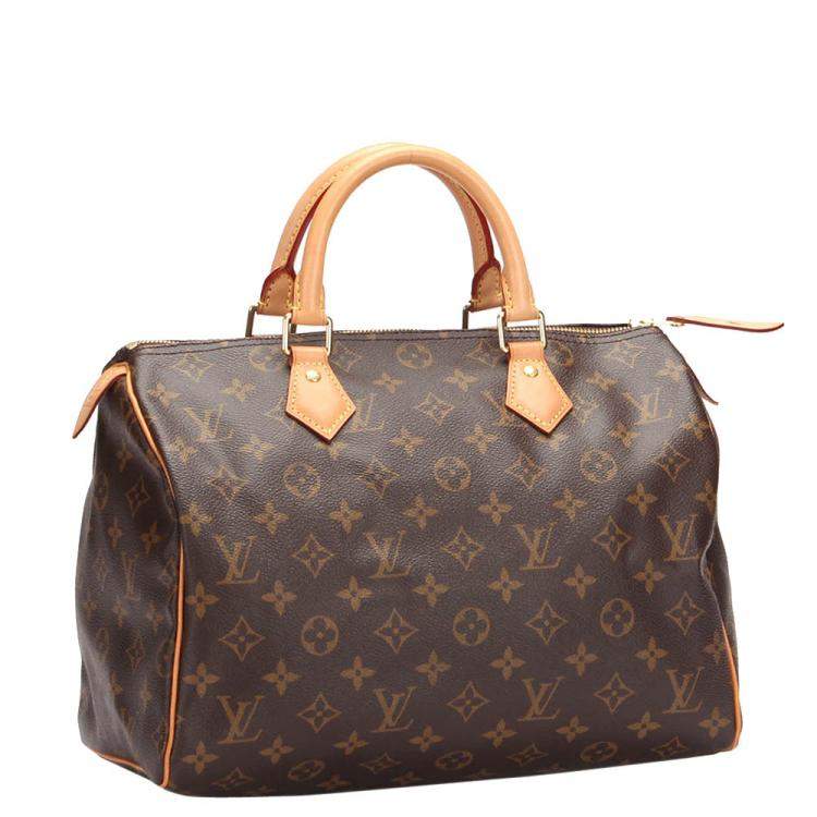 Pre Owned Louis Vuitton Brown Monogram Coated Canvas Speedy 30 Satchel Bag