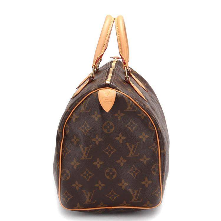 Pre Owned Louis Vuitton Brown Monogram Coated Canvas Speedy 30 Satchel Bag