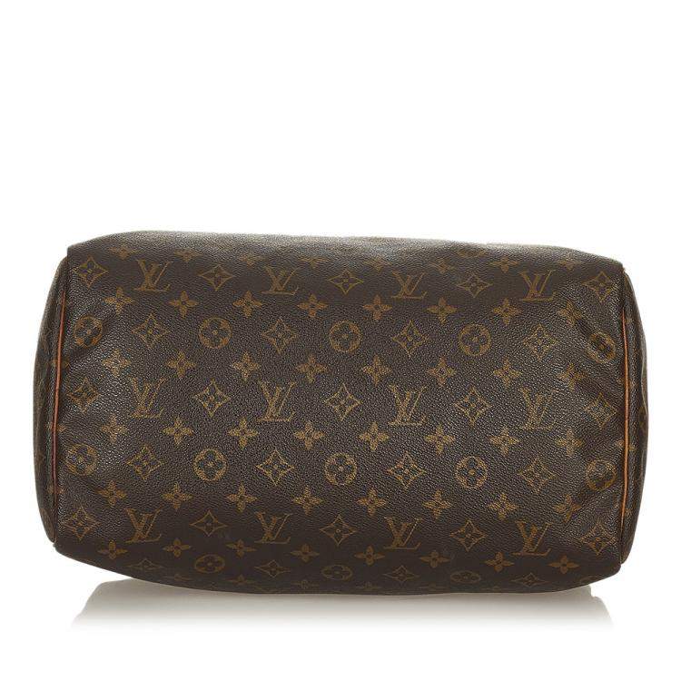 Pre Owned Louis Vuitton Brown Monogram Canvas Speedy 35 Top Handle Bag