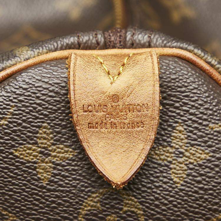 Pre Owned Louis Vuitton Brown Monogram Canvas Speedy 35 Top Handle Bag
