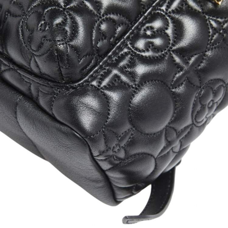 Pre Owned Louis Vuitton Black Flower Malletage Leather Palm Springs PM Backpack