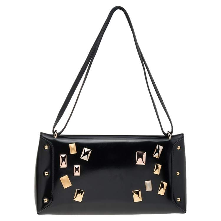Pre Owned Louis Vuitton Black Leather Sac Triangle PM Bag