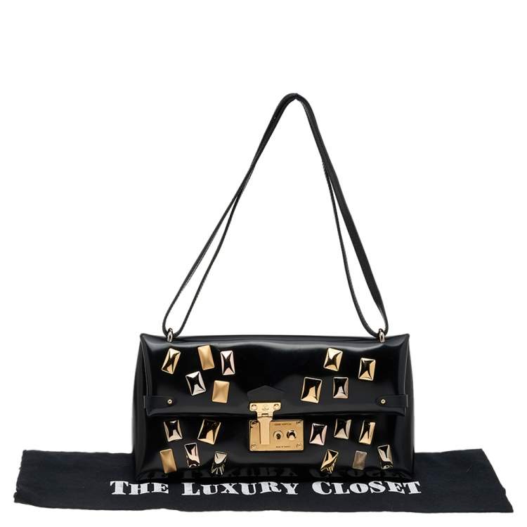 Pre Owned Louis Vuitton Black Leather Sac Triangle PM Bag