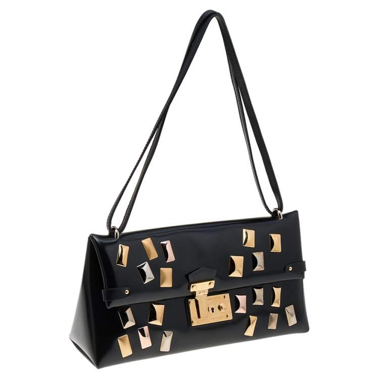 Pre Owned Louis Vuitton Black Leather Sac Triangle PM Bag