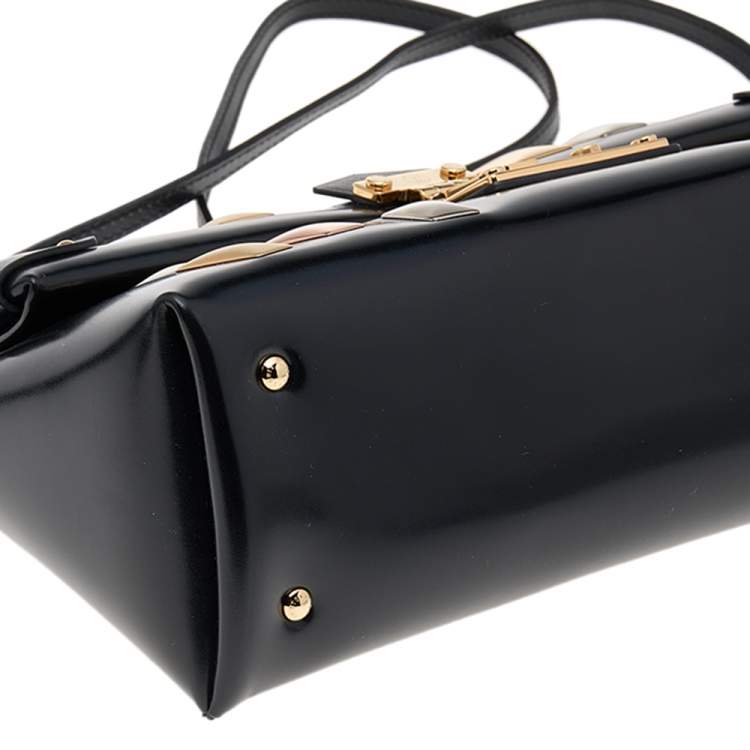 Pre Owned Louis Vuitton Black Leather Sac Triangle PM Bag