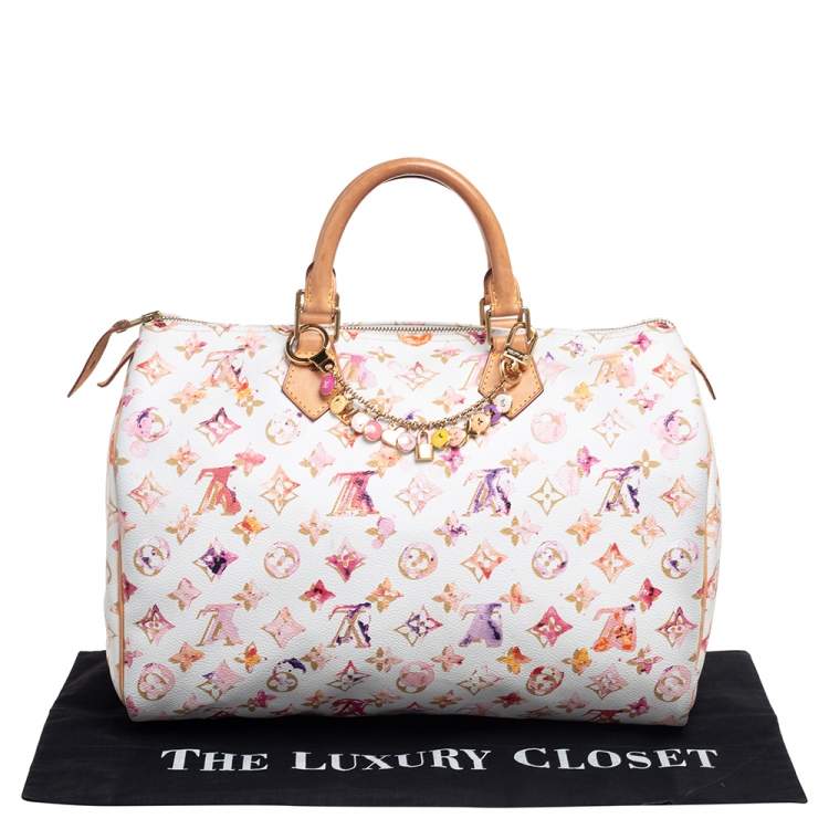 Pre Owned Louis Vuitton Monogram Canvas Watercolor Aquarelle Richard Prince Speedy 35 Bag