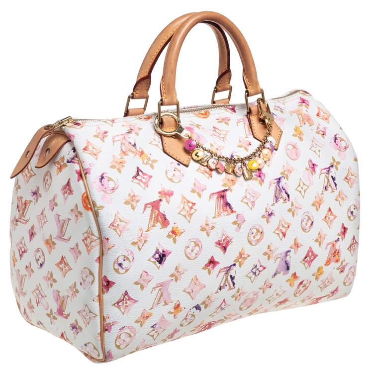 Pre Owned Louis Vuitton Monogram Canvas Watercolor Aquarelle Richard Prince Speedy 35 Bag