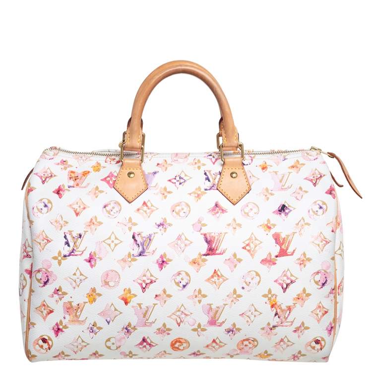 Pre Owned Louis Vuitton Monogram Canvas Watercolor Aquarelle Richard Prince Speedy 35 Bag