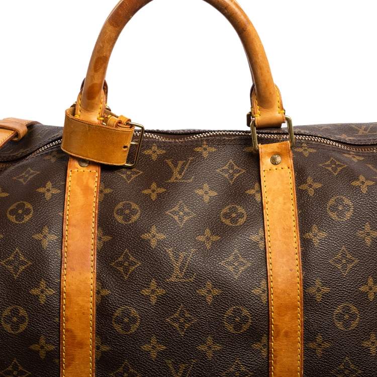 Pre Owned Louis Vuitton Brown Monogram Canvas Keepall Bandouliere 60 Duffel Bag