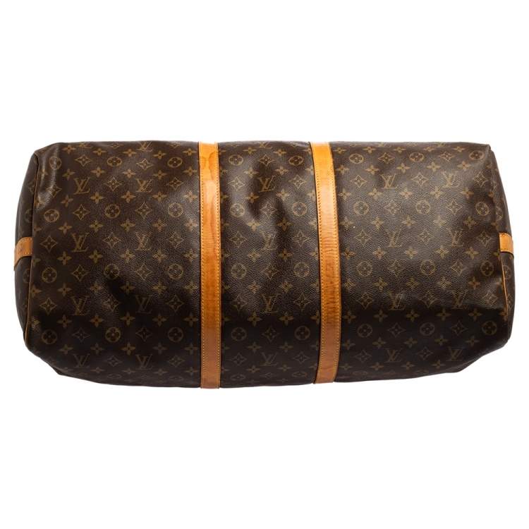 Pre Owned Louis Vuitton Brown Monogram Canvas Keepall Bandouliere 60 Duffel Bag