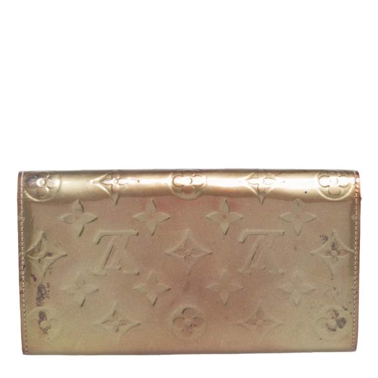 Pre Owned Louis Vuitton Gris Art Deco Monogram Vernis Sarah Wallet