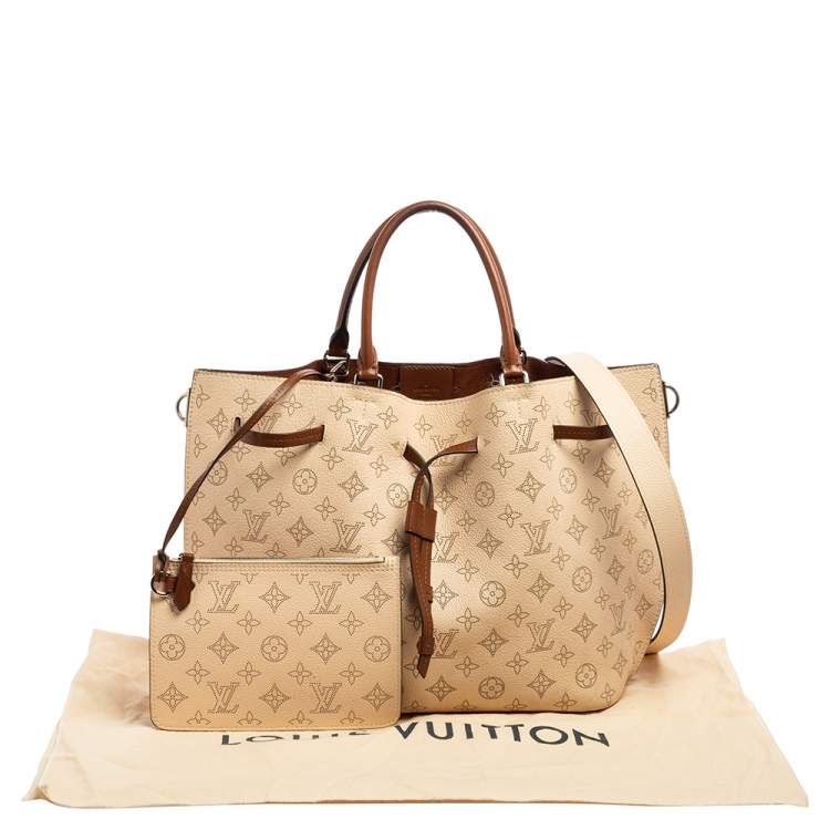 Pre Owned Louis Vuitton Opal Monogram Mahina Leather Girolata Bucket Bag