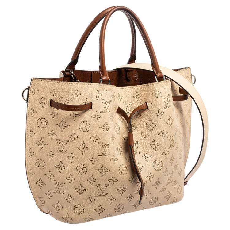 Pre Owned Louis Vuitton Opal Monogram Mahina Leather Girolata Bucket Bag