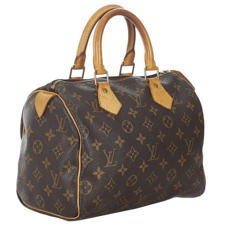 Pre Owned Louis Vuitton Brown Monogram Canvas Speedy 25 Top Handle Bag