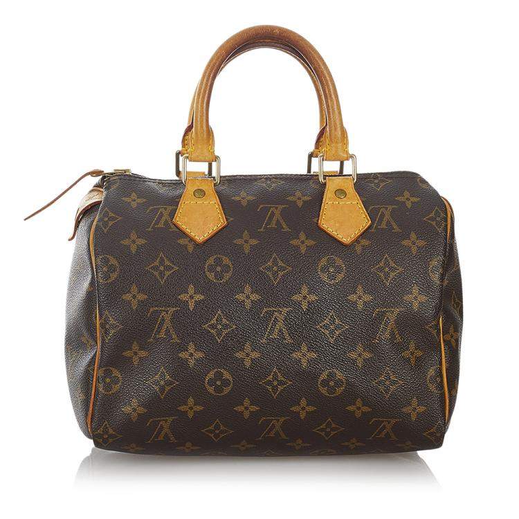 Pre Owned Louis Vuitton Brown Monogram Canvas Speedy 25 Top Handle Bag