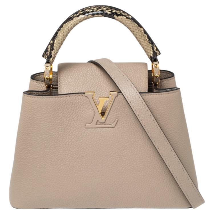 LOUIS VUITTON GREY CAPUCINES with PYTHON HANDLE BB HAND BAG