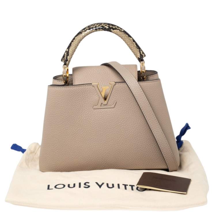 Pre Owned Louis Vuitton Galet Taurillon Leather And Python Capucines BB Bag