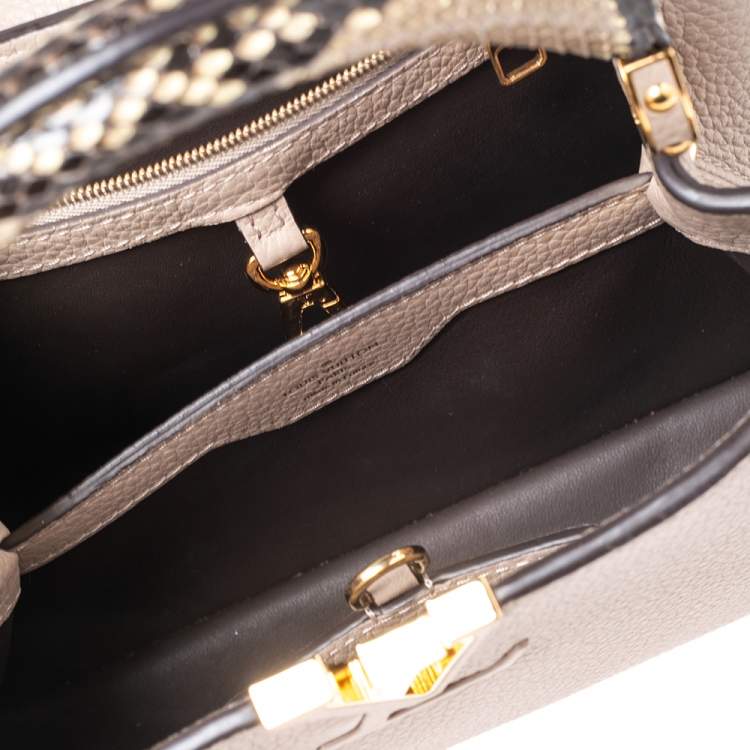 Pre Owned Louis Vuitton Galet Taurillon Leather And Python Capucines BB Bag