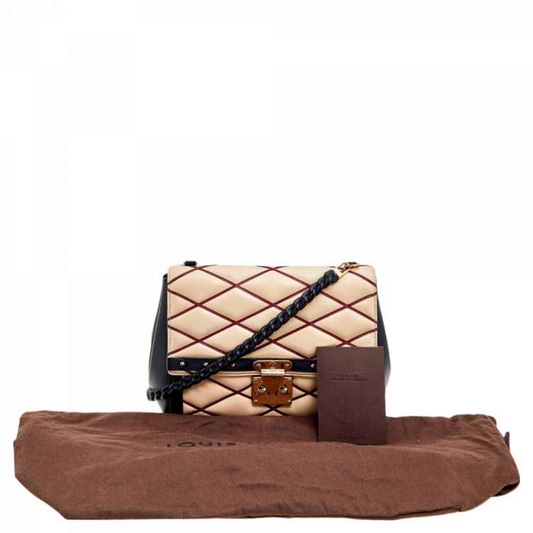 Pre Owned Louis Vuitton Beige/Black Leather Malletage Pochette Flap Bag