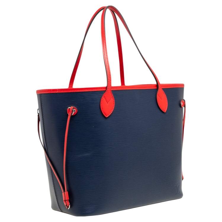 Pre Owned Louis Vuitton Indigo Coquelicot Epi Leather Neverfull MM Bag