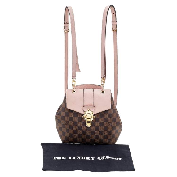 Pre Owned Louis Vuitton Magnolia Pink Damier Ebene Canvas Clapton Backpack