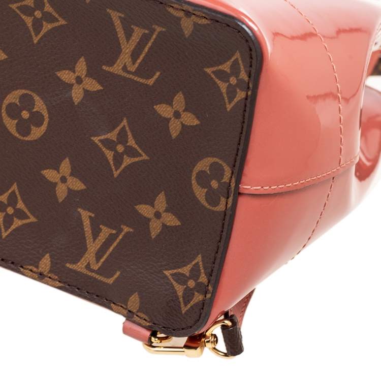 Pre Owned Louis Vuitton Brown/Pink Monogram Canvas And Patent Leather Hot Springs Backpack