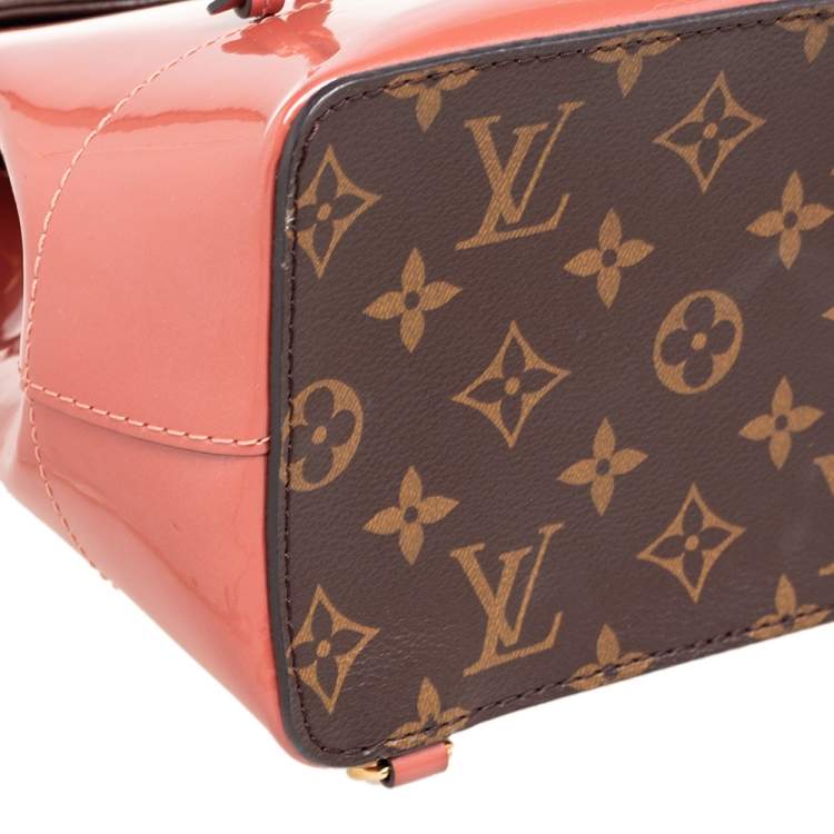 Pre Owned Louis Vuitton Brown/Pink Monogram Canvas And Patent Leather Hot Springs Backpack