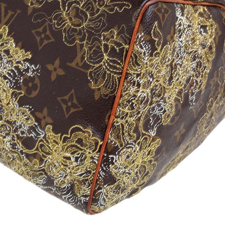 Pre Owned Louis Vuitton Monogram Canvas and Leather Limited Edition Dentelle Speedy 30 Bag