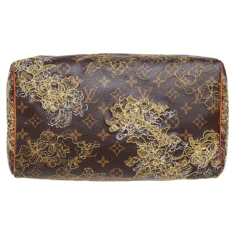 Pre Owned Louis Vuitton Monogram Canvas and Leather Limited Edition Dentelle Speedy 30 Bag