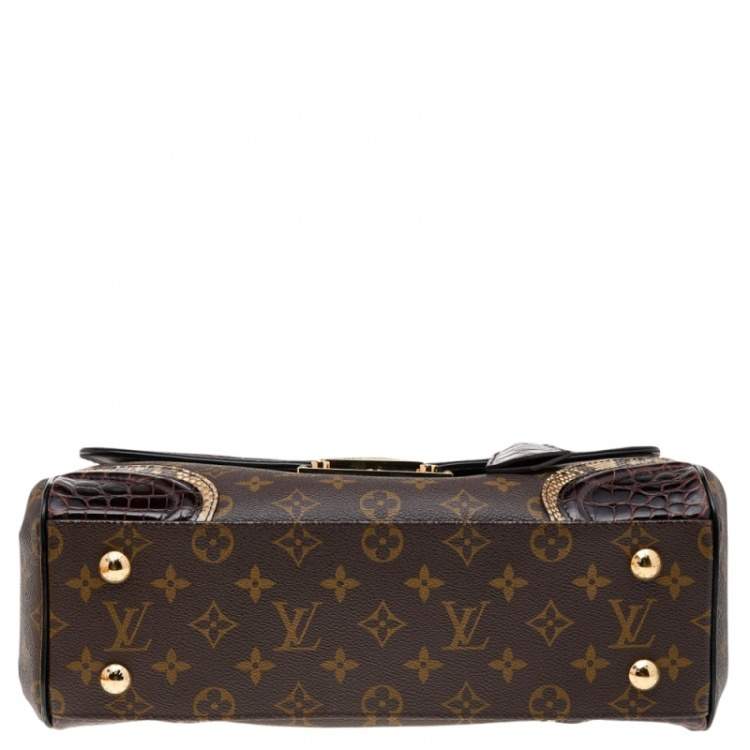 Pre Owned Louis Vuitton Brown Monogram Canvas, Python and Alligator Monogramissime Exotic Bag