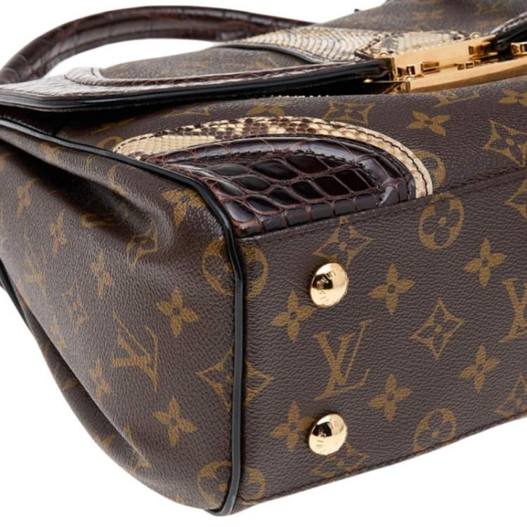 Pre Owned Louis Vuitton Brown Monogram Canvas, Python and Alligator Monogramissime Exotic Bag