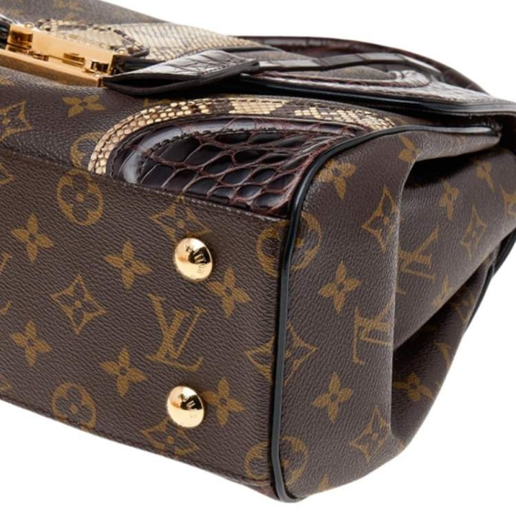Pre Owned Louis Vuitton Brown Monogram Canvas, Python and Alligator Monogramissime Exotic Bag