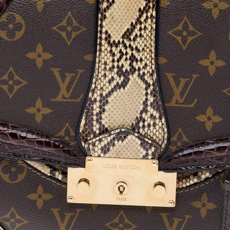 Pre Owned Louis Vuitton Brown Monogram Canvas, Python and Alligator Monogramissime Exotic Bag