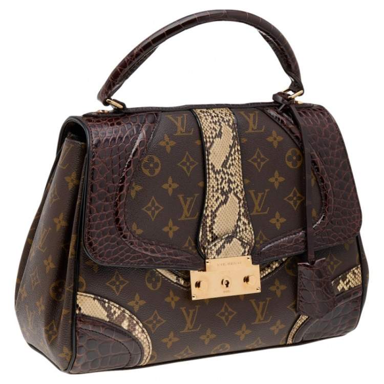 Pre Owned Louis Vuitton Brown Monogram Canvas, Python and Alligator Monogramissime Exotic Bag