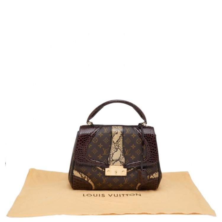 Pre Owned Louis Vuitton Brown Monogram Canvas, Python and Alligator Monogramissime Exotic Bag