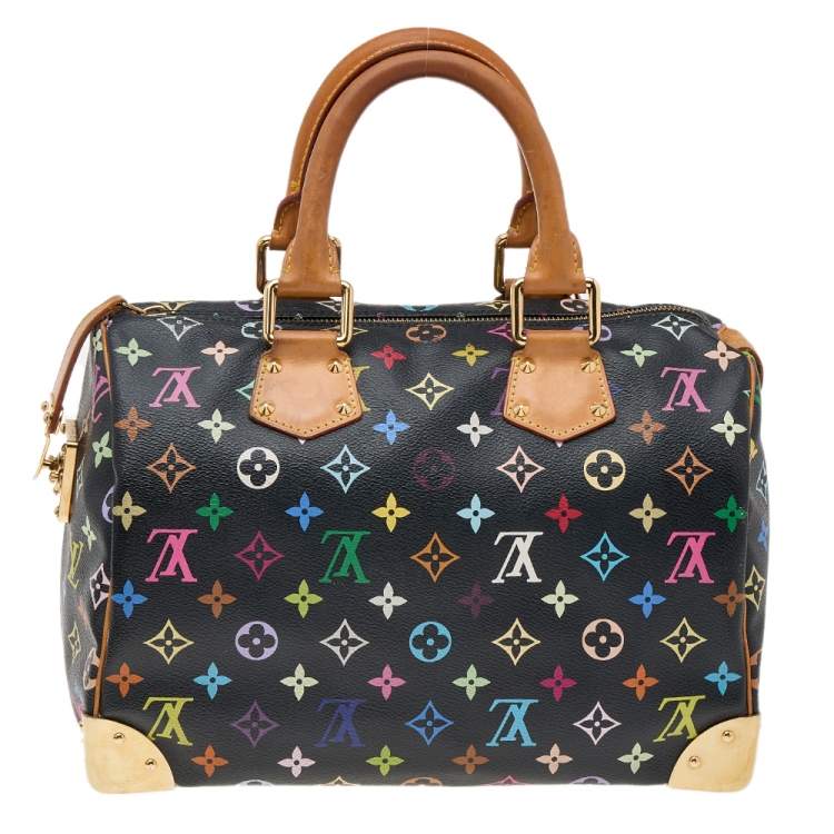 Pre Owned Louis Vuitton Black Monogram Multicolore Canvas And Leather Speedy 30 Bag